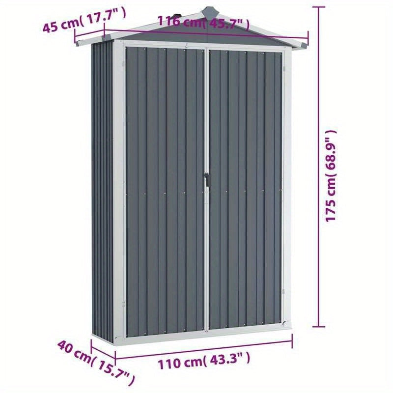 Tuinhuisje – Gereedschapsschuur – Tuinschuur – Tuinberging – Tuinkast – Gegalvaniseerd Staal – Compact 116x45x175 cm – Weerbestendig & Mobiel