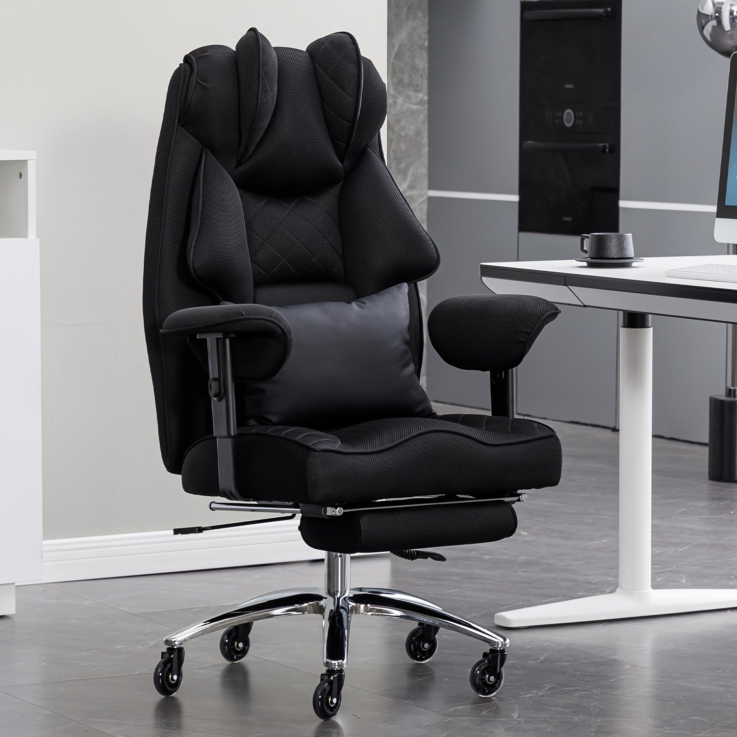 Ergonomische Bureaustoel – Bureaustoel – Werkstoel – Gamingstoel – Directiestoel – 200 kg Draagvermogen – Voetensteun & Krasbestendig Kunstleer