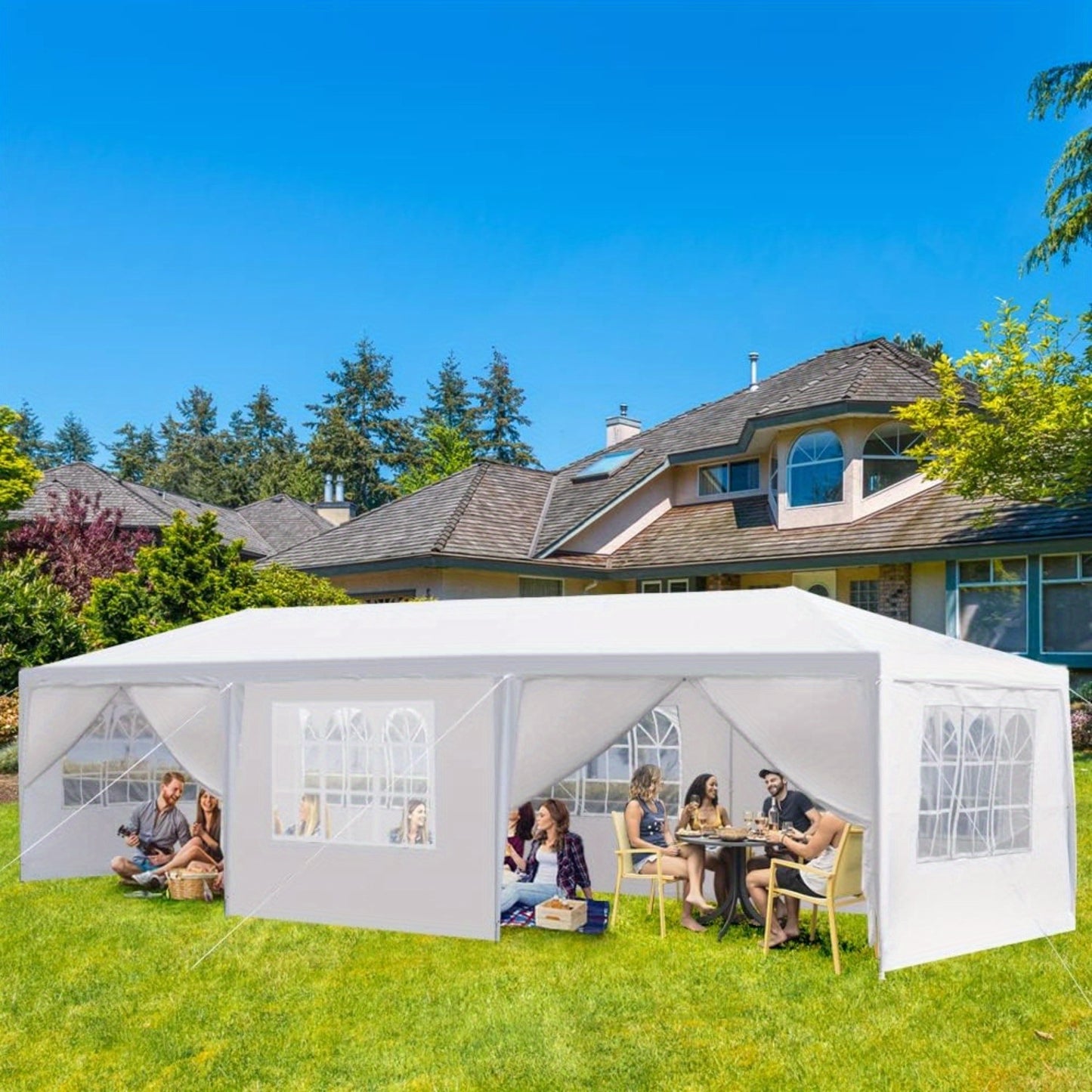 Partytent – Tenten – Feesttent – Markttent – Paviljoen – 3x9 Meter – UV 50+ Bescherming – Stevig IJzeren Frame