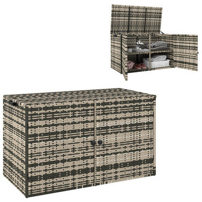 Opbergbox Tuinkist Tuinkist Opbergkist Kussenbox – 350 Liter – Weerbestendig Rattan-look – Met Handvatten en Veerdeksel – Mix Grijs