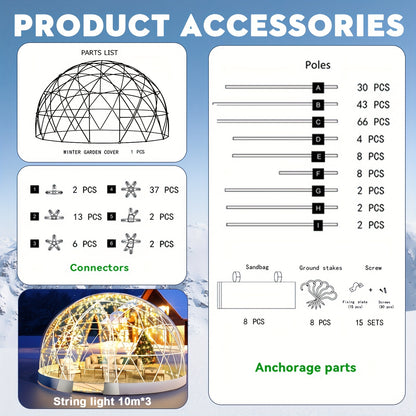 Kas – Tuinkoepel – Broeikas – Buiten Tent – Tuin Iglo – 3,6 Meter – UV-bestendig PVC – Inclusief Led Lichtsnoeren