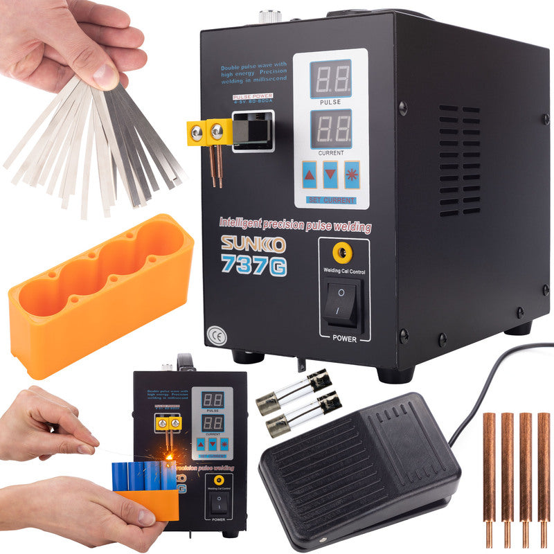 Impulse lasapparaat – Impuls lasmachine – Spotlasser – Folielasapparaat – Kunststof lasapparaat – Instelbare lasstroom tot 800A – Voetpedaalbediening met LED-verlichting