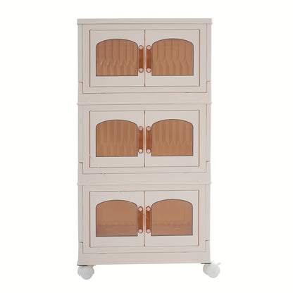 Opvouwbare Opberger – Opbergbox Met Wielen – Vouwkast Organizer – 3-laags Kastje – Milky White – Ruimtebesparend – Draagvermogen 50 kg