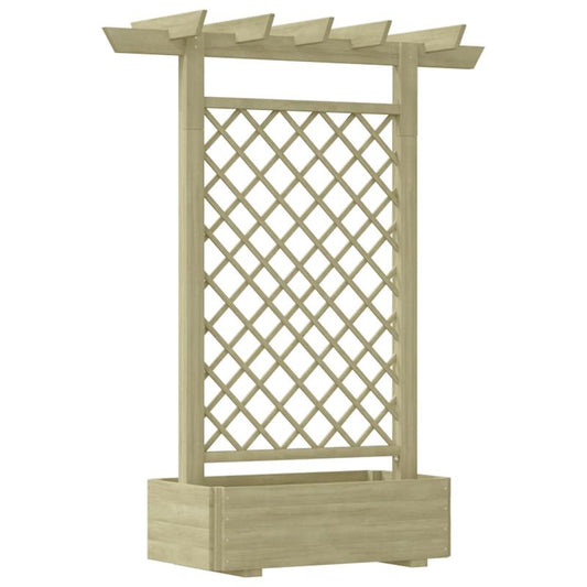 Pergola Tuin – Tuinprieel – Tuinoverkapping – Klimrek – Plantenbak – Groen Geïmpregneerd Hout – Weerbestendig – 162x56x204 cm