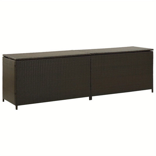 Opbergbox – Opbergdoos – Tuinkist – Opslagbox – Opbergcontainer – Poly Rattan – 200x50x60 cm – Lichtbruin – Geschikt voor Binnen en Buiten – Ruime Capaciteit