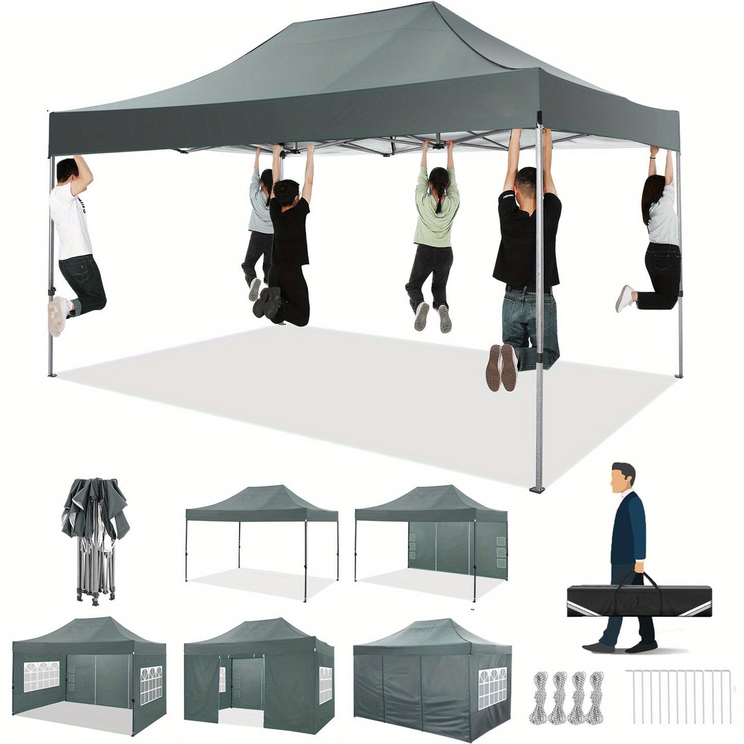 Partytent – Paviljoen – Feesttent – Tuintent – Opvouwbare Tent – 3x4,5m – Waterdicht Polyester – UPF 50+ Bescherming