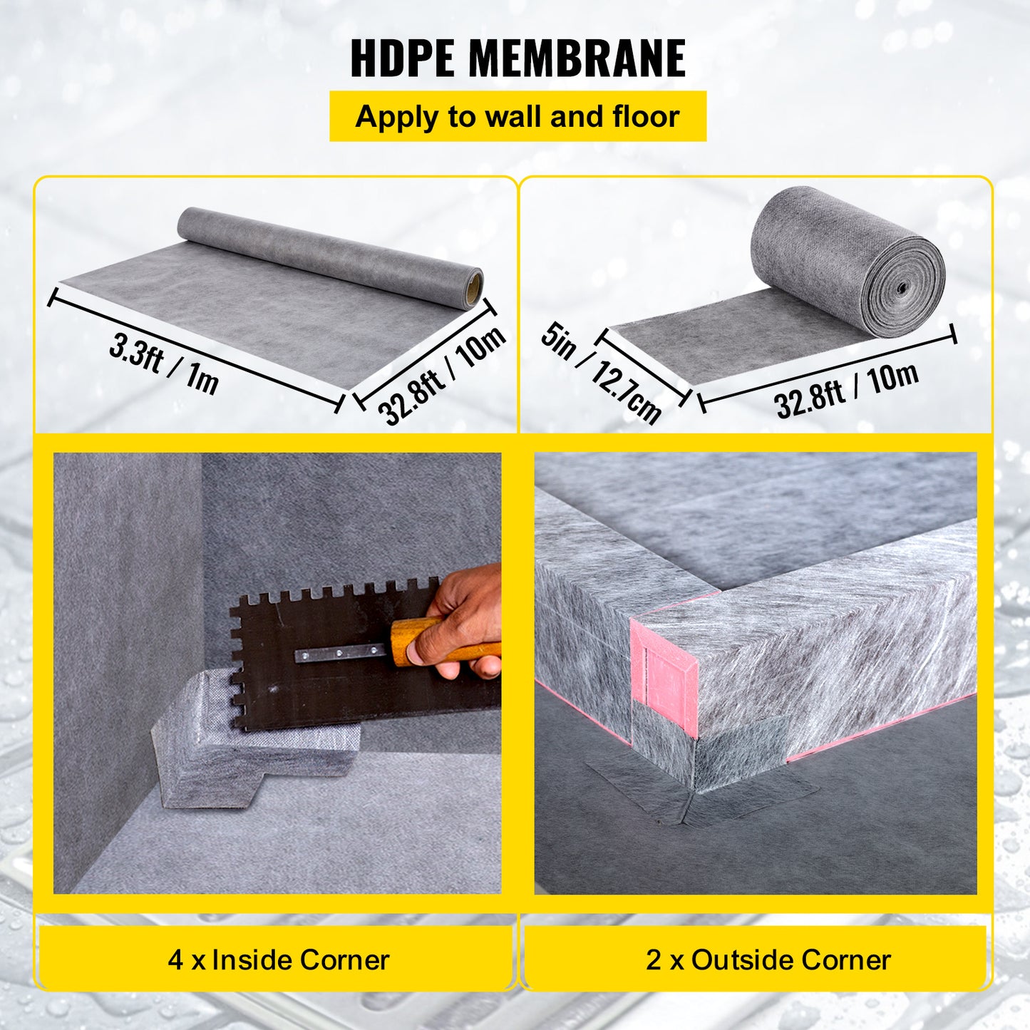 Douchesysteem – Douchebak – Doucheset – Douchevloer – Douchebasis – EPS Schuim 1219x1219 mm – Waterdicht Met 5° Afschot En Roestvrij Stalen Afvoerrooster