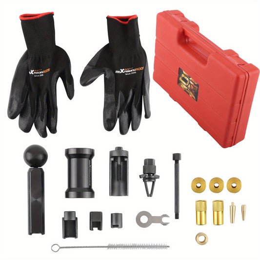 Injector Verwijder- en Installatieset – Injector Puller – Extractorset – Injector Trekker – Injector Demontageset – 18-delige Complete Set – Duurzaam Metaal Met Draagkoffer