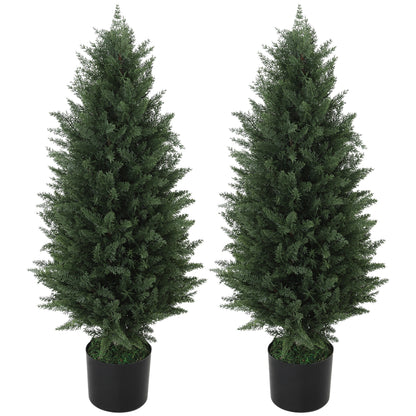 Kunstcipres – Kunstboom – Nepplant – Sierplant – Kamerplant – Set Van 2 – UV-Bestendig – 90 cm Hoog