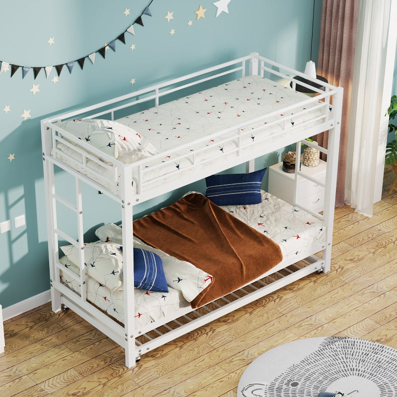 Stapelbed Met Uittrekbed – Stapelbed – Hoogslaper – Twijfelaar Bed – Kinderbed – 90x200 cm – Metalen Frame – Veiligheidsrails