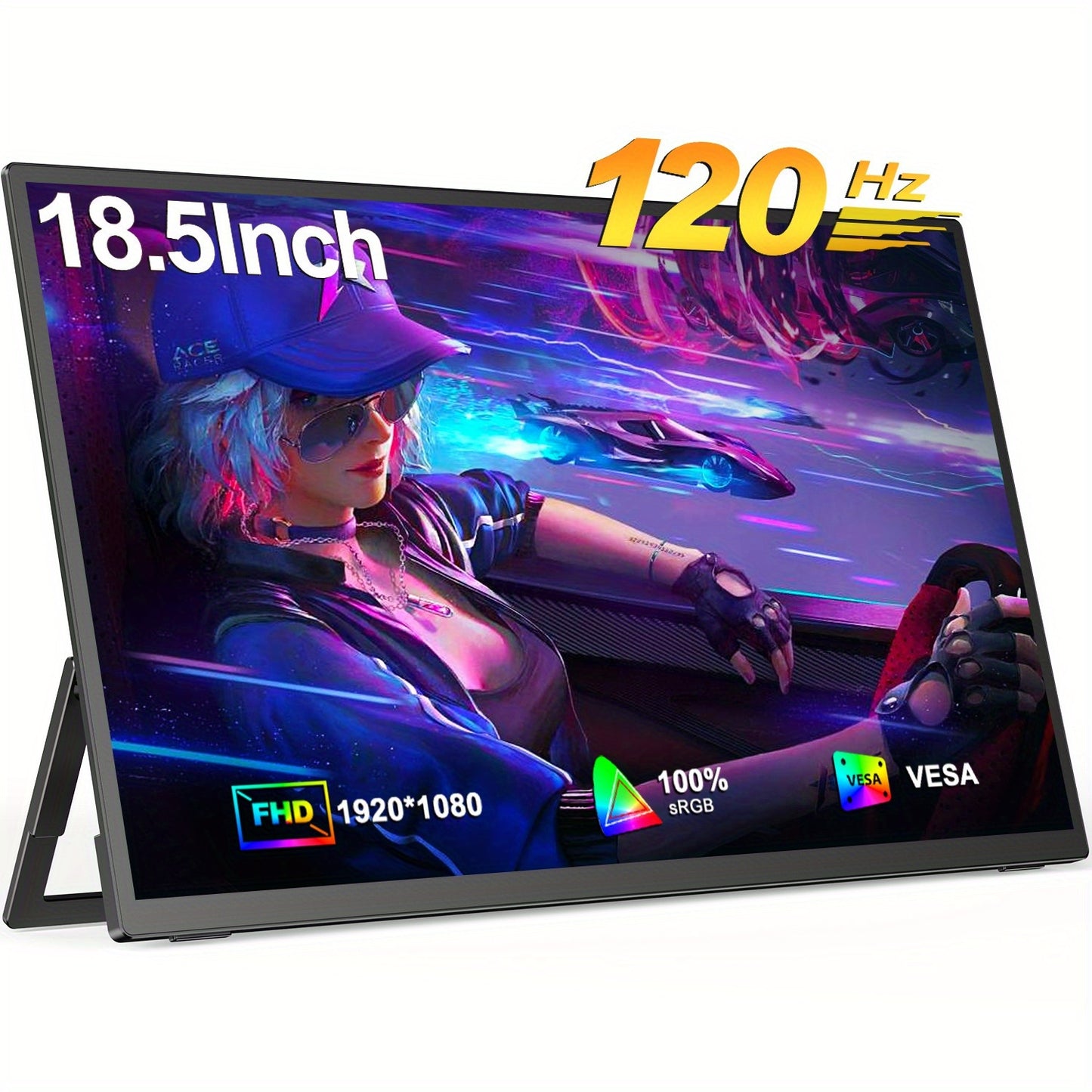 Portable Monitor – Draagbaar Scherm – Draagbare Monitor – Extra Scherm Laptop – USB-C Monitor – 18,5 Inch – Full HD – 120Hz Verversingssnelheid
