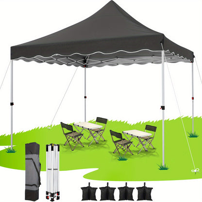 Pop-Up Tent 3x3 Meter – Partytent – Vouwtent – Solextent – Beschutting – Verstelbare Hoogte – Windbestendig Met Zandzakken – Robuust Oxford Polyester Grijs