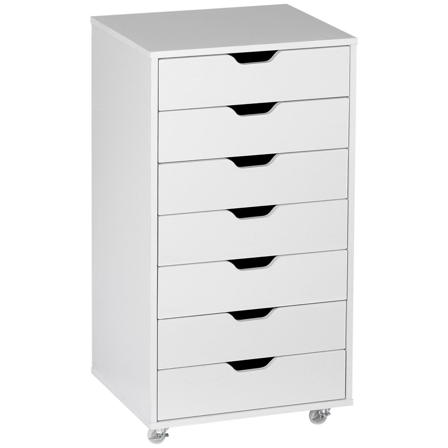 Mobiele Ladeblok – Kantoor Ladekast – Bureau Organizer – Opbergkast – Ladeblok Onder Bureau – 7 Laden – Witte Kleur – Verplaatsbaar Met Wieltjes – Anti-Kantel Veiligheid