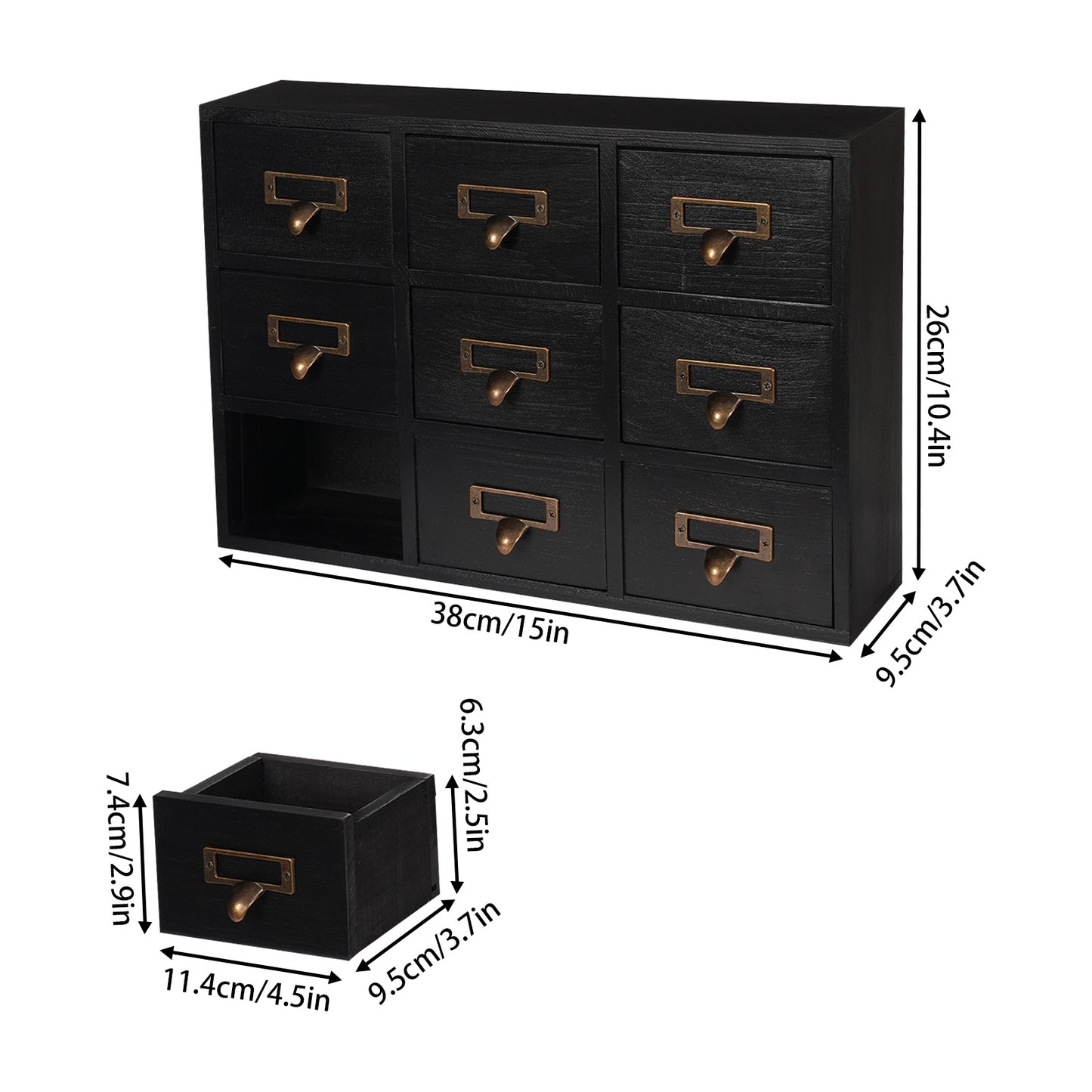 Houten Opberger – Ladekast – Organiser – Opbergkast – Ladenkast – 9 Lades – Ruimtebesparend Verticaal Design – Duurzaam Hout Met Metalen Knoppen