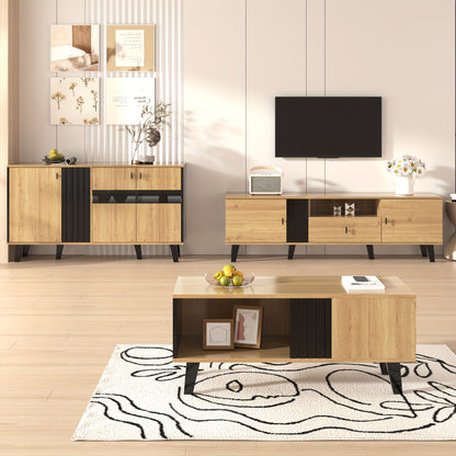Modern Bamboo Hallway Organizer & Sideboard with Storage - Freestanding Entryway Cabinet with Doors & Shelves, Space-Saving Design for Hallway, Living Room, Bedroom - Easy Assembly, Natural Brown Finish, 140x78.5x41cm (55"x31