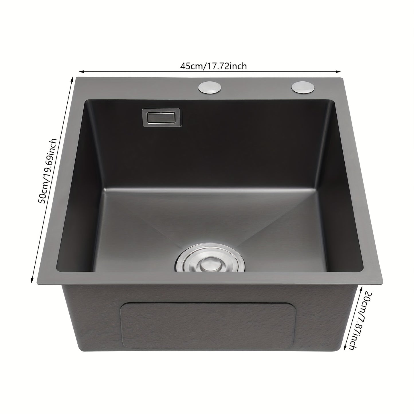45*50 sink+ drainer- length 45 width 50 (black), stainless Steel Golden Rectangular Sink for Kitchens, Restaurants, Cafes, Bars, Hotels
