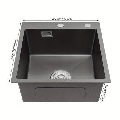 45*50 sink+ drainer- length 45 width 50 (black), stainless Steel Golden Rectangular Sink for Kitchens, Restaurants, Cafes, Bars, Hotels
