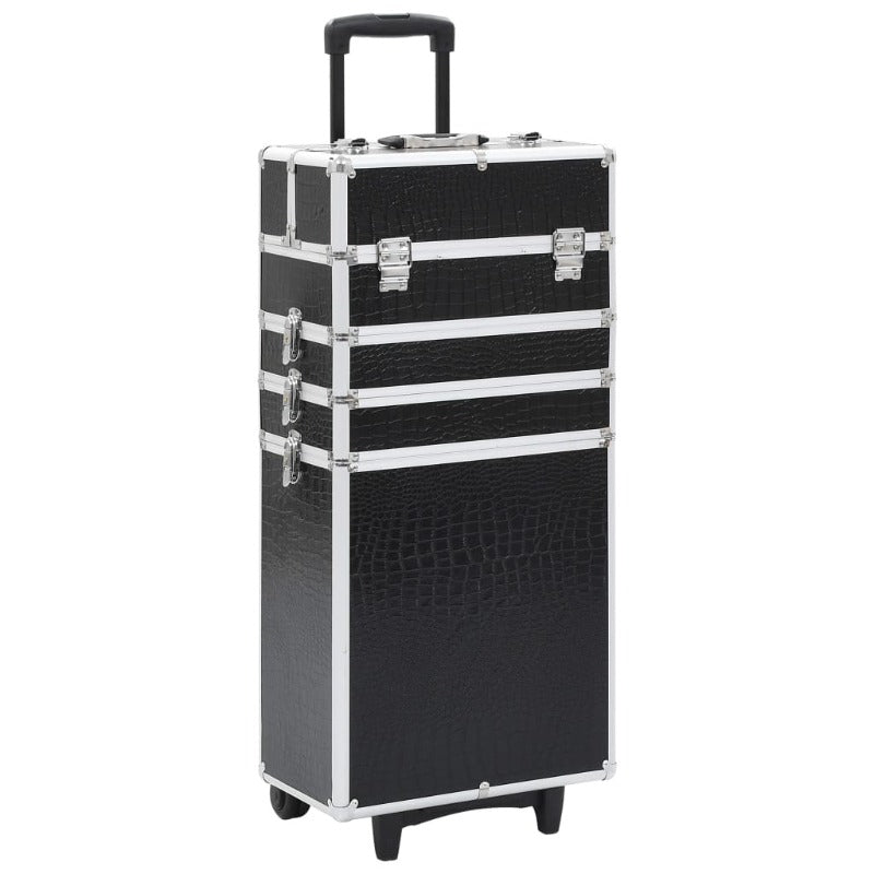 Koffer – Reiskoffer – Handbagage – Trolley – Spinner – Zwart Krokodillenprint – Hardcase Pc – Stil Rijdende Wielen – Ophanghaak