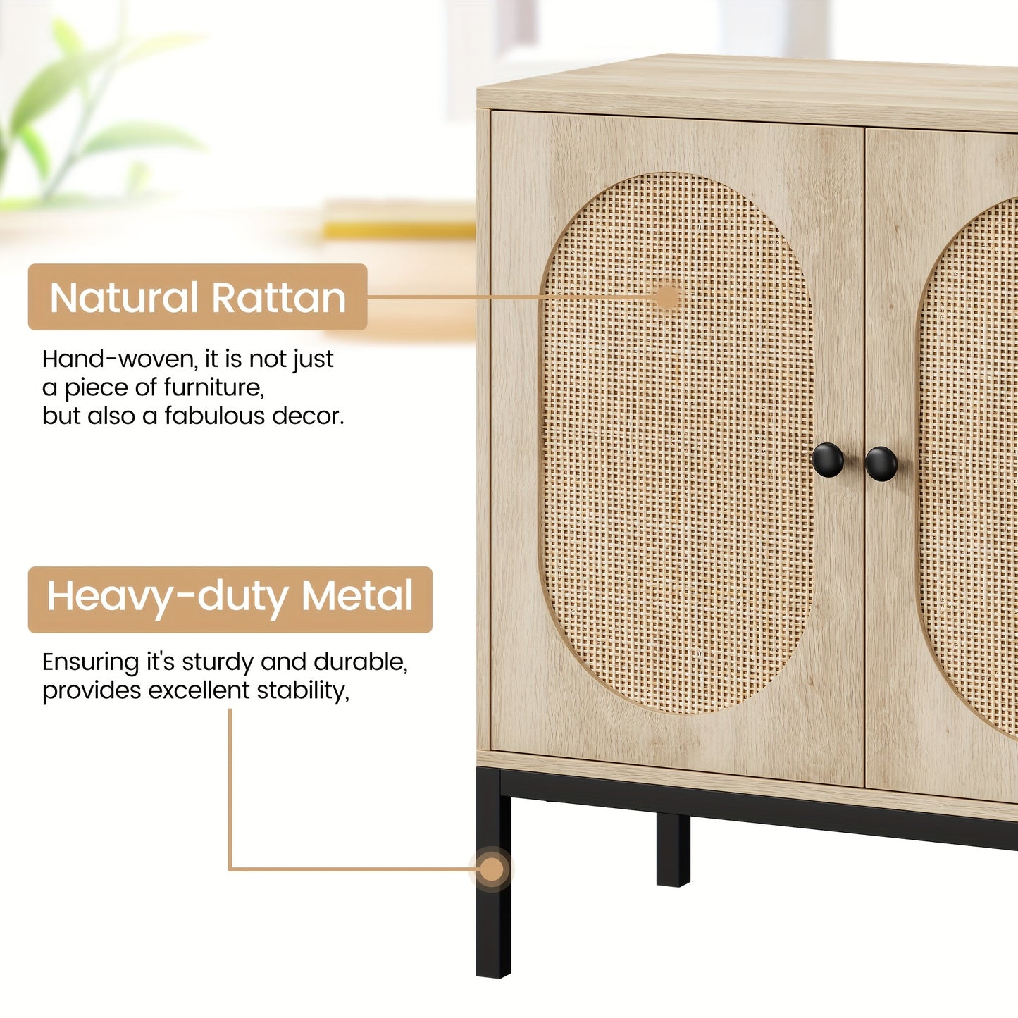 Buffetkast – Dressoir – Sidetable – Opbergkast – Kast – Rustiek – Verstelbare Planken – Hoogwaardige MDF Constructie