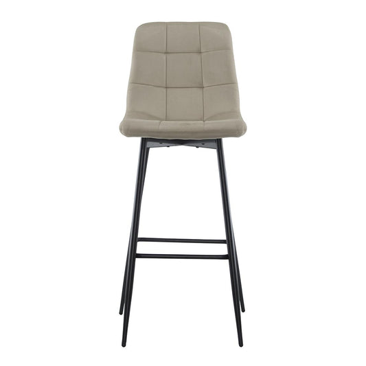 Velvet Fauteuils – Lounge Stoelen – Relax Stoelen – Leesfauteuils – Zwarte Metalen Structuur – Beige Velvet Bekleding – Ergonomische Rugleuning – Comfortabele Voetsteun