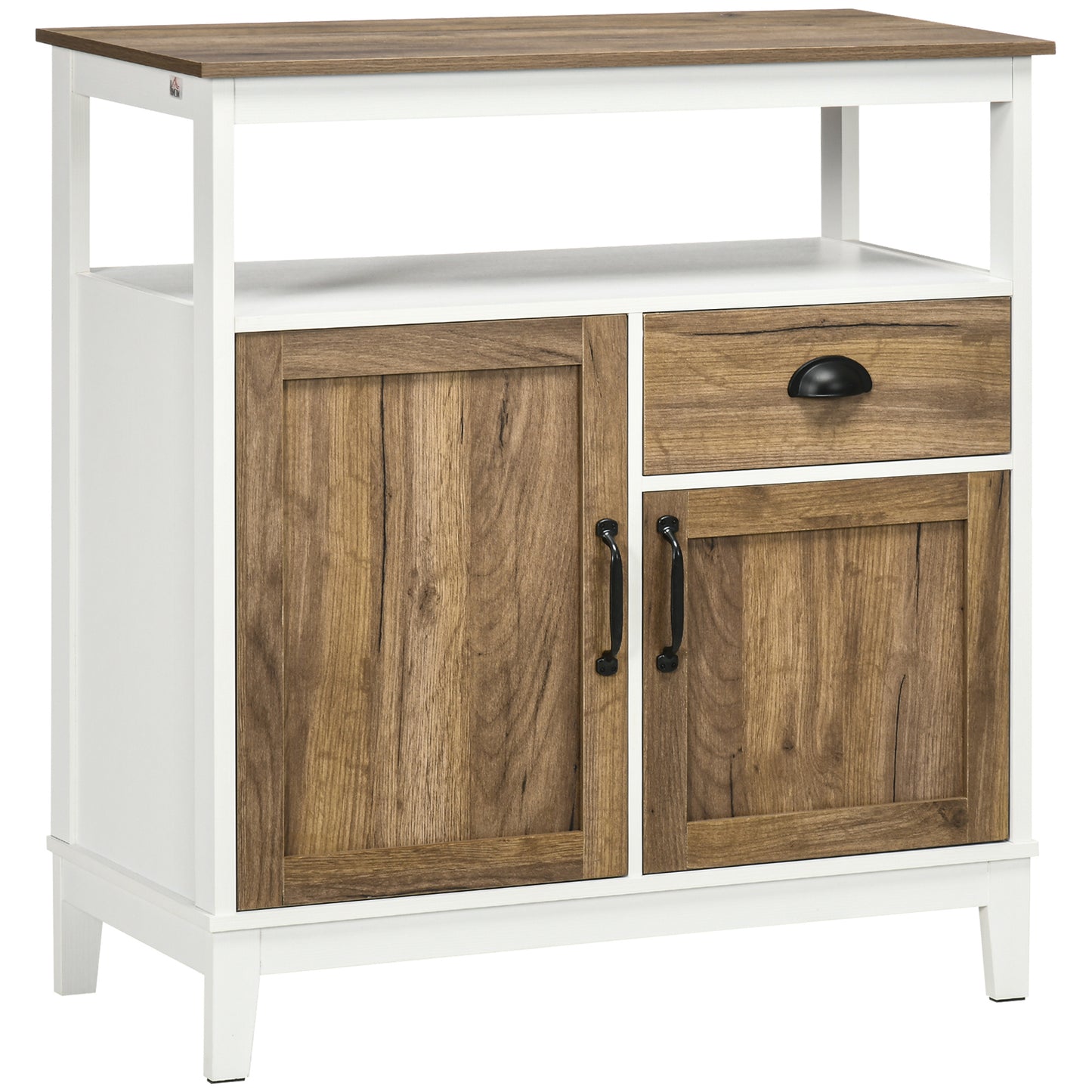 Buffetkast – Opbergkast – Keukenkast – Dressoir – Kast Met Lade – Bruin Eiken – 76,6 x 35 x 81,5 cm – Verstelbare Plank