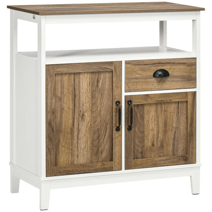 Buffetkast – Opbergkast – Keukenkast – Dressoir – Kast Met Lade – Bruin Eiken – 76,6 x 35 x 81,5 cm – Verstelbare Plank