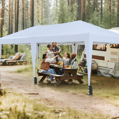 Partytent – Paviljoen – Tuintent – Feesttent – Opvouwbare Tent – 590x300 cm – Pop-up & Verstelbare Hoogte – Waterbestendig Oxford Stof met Draagtas met Wieltjes
