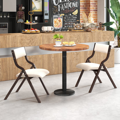Klapstoel – Vouwstoel – Eetkamerstoel – Opklapbare Stoel – Bijzetstoel – Stevig Houten Frame – Comfortabel Linnen Zitting – Set Van 2