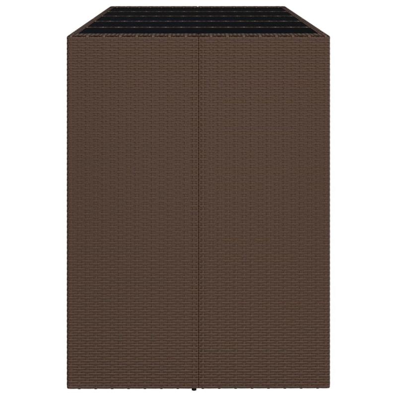 Buiten Eettafel – Tuin Tafel – Terras Tafel – Dinertafel – Bar Tafel – Rattan Look Bruin – Extra Groot Formaat – Stevig Gehard Glas
