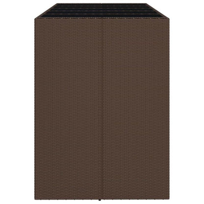 Buiten Eettafel – Tuin Tafel – Terras Tafel – Dinertafel – Bar Tafel – Rattan Look Bruin – Extra Groot Formaat – Stevig Gehard Glas