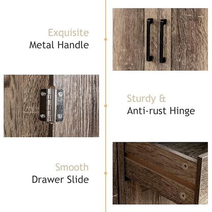 Buffetkast Keukenkast Opbergkast Dressoir Opbergmeubel – Grijs – MDF Materiaal – 110x41x79 cm – 2 Lades 3 Deuren Verstelbare Plank – Stil Sluitende Deuren