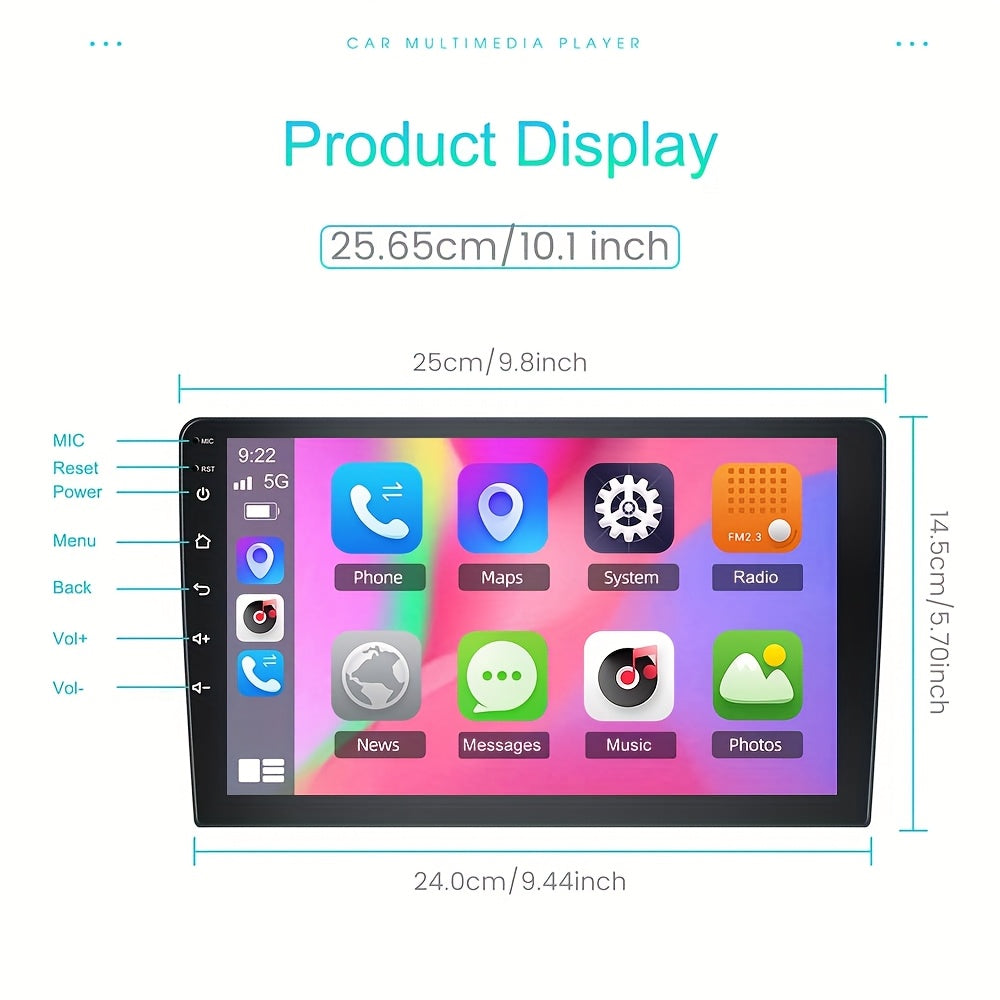 10 Inch Android Carplayer – Multimedia Autoradio – Touchscreen Navigatiesysteem – Draadloze Carplay – AHD Achteruitrijcamera – 2GB RAM + 64GB Opslag – HiFi FM RDS Radio