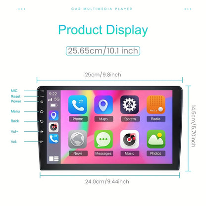 10 Inch Android Carplayer – Multimedia Autoradio – Touchscreen Navigatiesysteem – Draadloze Carplay – AHD Achteruitrijcamera – 2GB RAM + 64GB Opslag – HiFi FM RDS Radio