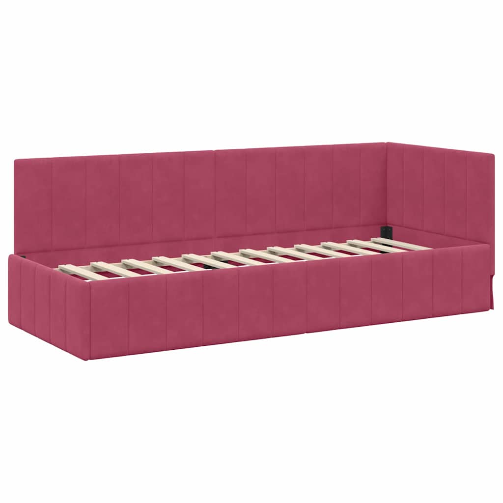 Bedframe – Bedbodem – Ledikant – Slaapmeubel – Bed – Lichtgrijs – 90x190 cm – Hoogwaardig Engineered Wood – Fluwelen Hoofdeind
