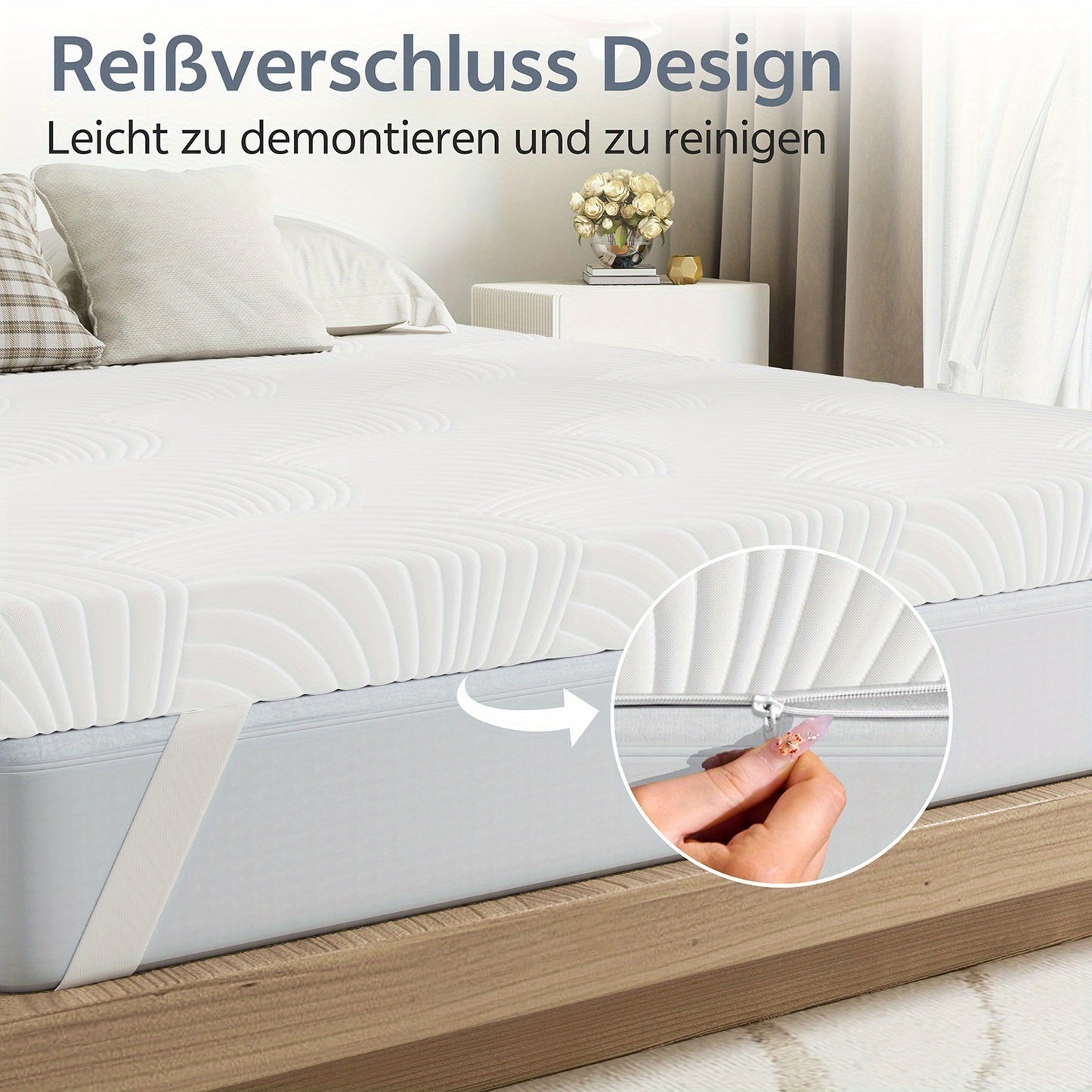 Matras Topper – Topdekmatras – Matrastopper – Oplegmatras – Topmatras – 180x200 cm – Memory Foam – 7,5 cm Dikte – Afritsbare Wasbare Hoes – Ademend – Medium Stevigheid