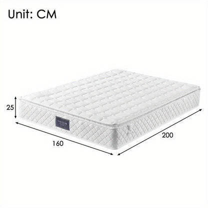 7-Zones Pocketvering Matras – Stevig Matras – Pocketveer Matras – Comfort Matras – Tweepersoons Matras – Wit – 160x200 cm – Koudschuim Kern – 25 cm Hoogte