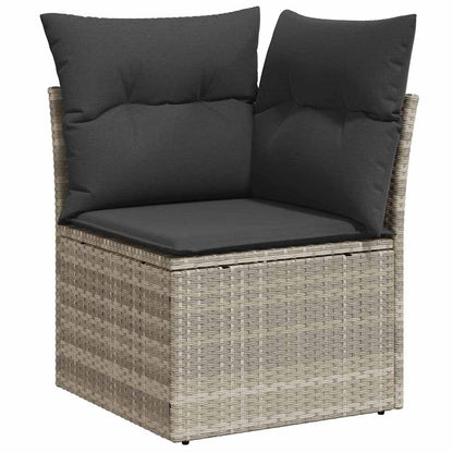 Modulaire Loungeset – Tuinset – Buitenbank – Loungesofa – Zithoek Buiten – Lichtgrijs – Kunststof Rattan – Waterafstotende Kussens – Verstelbare Poten