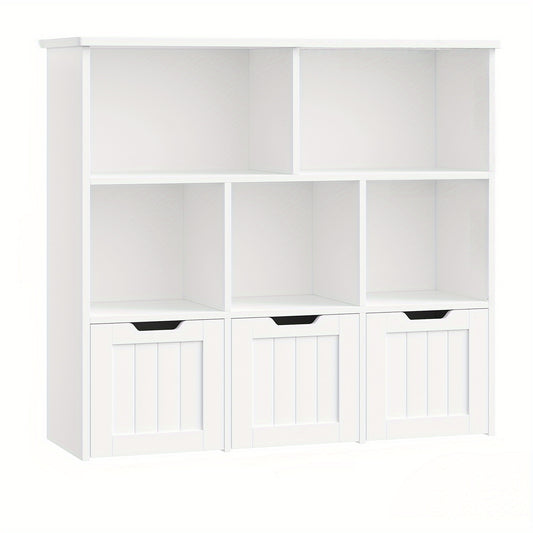 Boekenplank – Boekenrek – Wandplank – Opbergkast – Mobiele Opbergkast – Hout – 3 Laden – Met Wielen – 68,6 cm Hoog – 3,2 Kubieke Voet Capaciteit