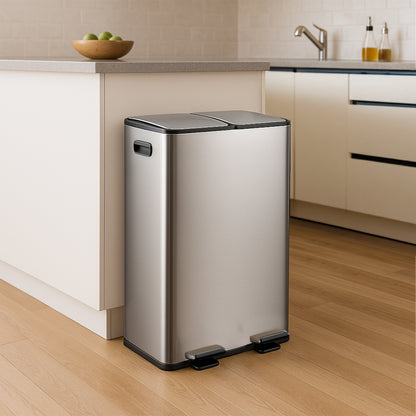 Trash Can in Silver/Black - 2x 30 Liter