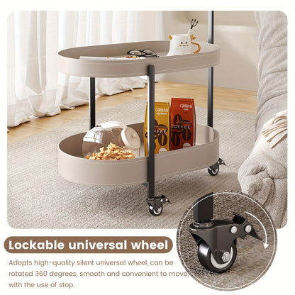 Opbergwagen – Trolley – Keukentrolley – Serveerwagen – Opbergtrolley – Dubbele Laag – Mobiel met 4 Wielen – Duurzaam Kunststof – Modern Design
