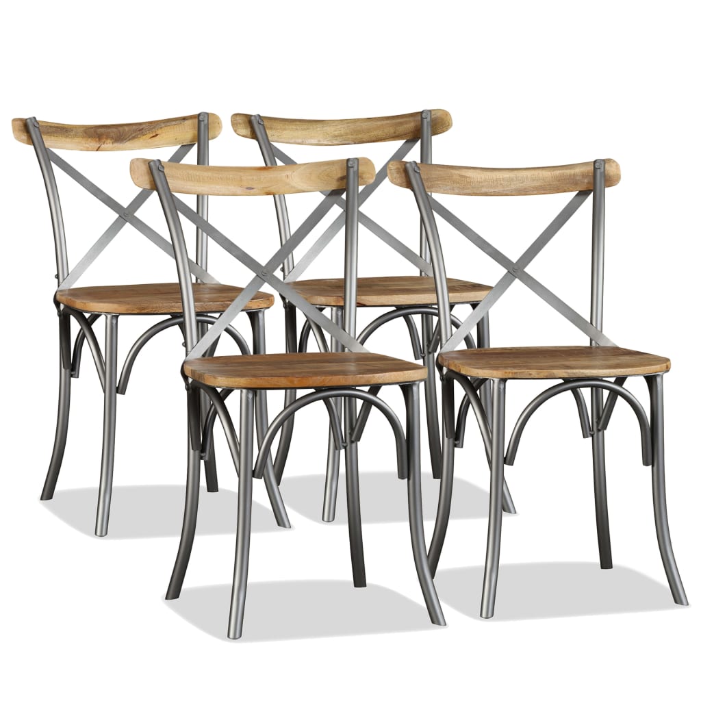 Eetkamerstoel – Eettafelstoel – Keukenstoel – Stoel – Kuipstoel – Massief Mangohout – Robuust Stalen Frame