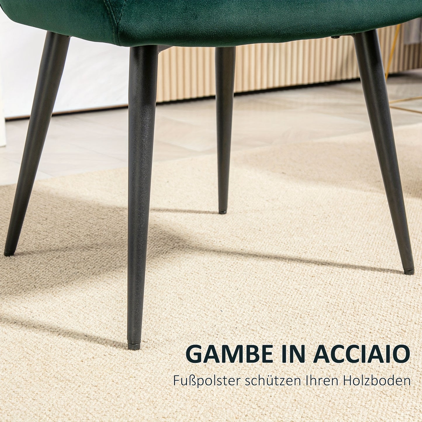 Fauteuil – Relaxstoel – Loungechair – Leunstoel – Zetel – Donkergroen – Fluweelachtige Bekleding – Stevig Metalen Frame