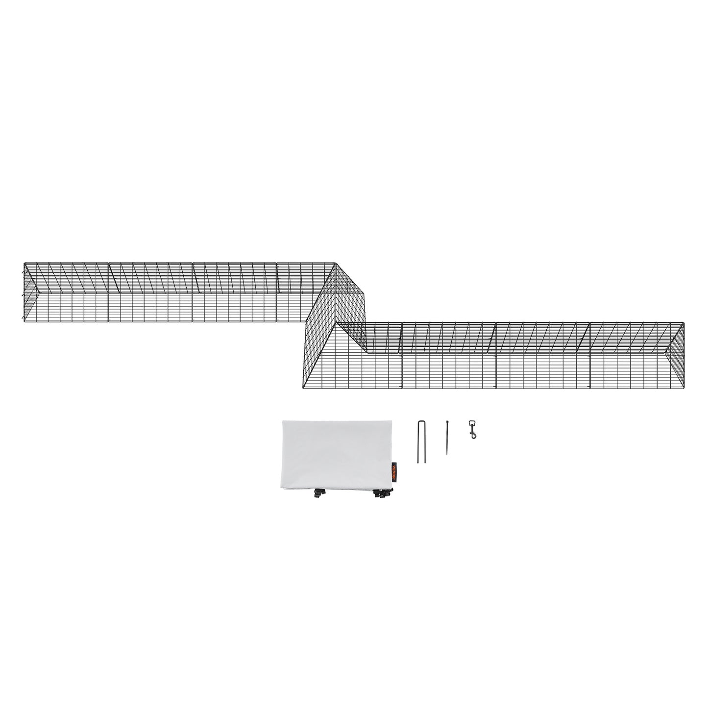 Kippenren – Kippenhok – Pluimveeverblijf – Buitenren – Kipentunnel – Draagbaar – Stevig Metaal – Groot Activiteitsgebied 729x200x61,5 cm