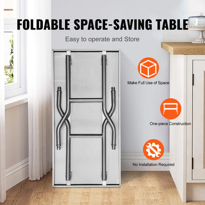 RVS Werktafel – Roestvrijstalen Werkbank – Inklapbare Werktafel – Keukentafel – Werkstation – Dubbele Plank – 122x76 cm – Draagvermogen 350 kg