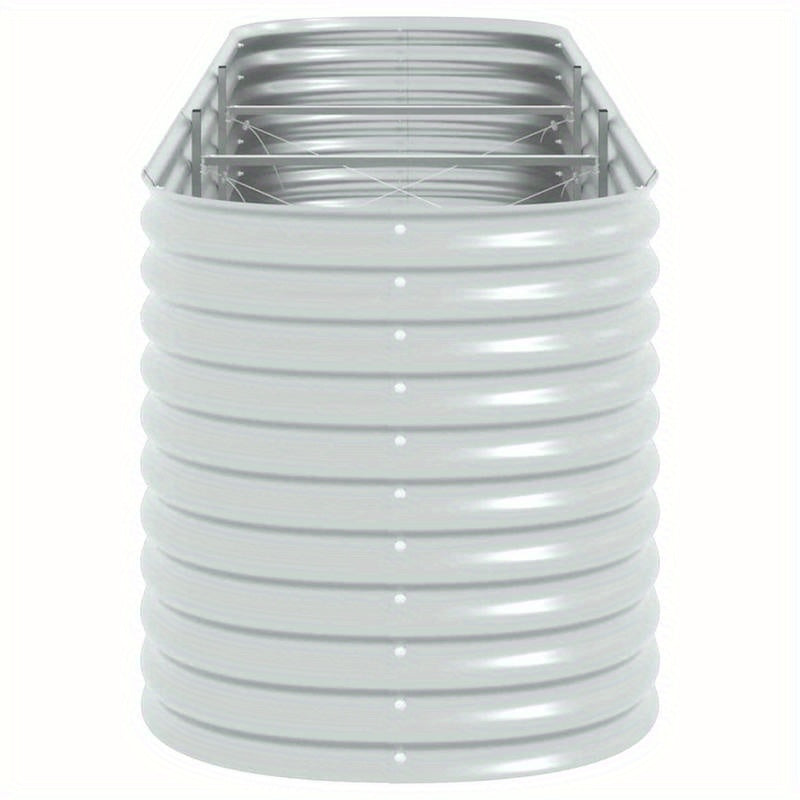Plantenbak – Bloembak – Tuinbak – Geïntegreerde Tuinbak – Verhoogd Plantenbed – Verzinkt Staal – 320x80x81 cm – Zilver Argento