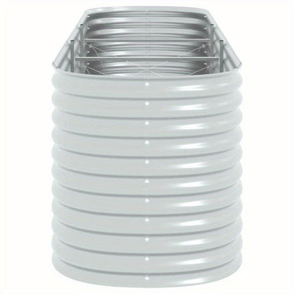 Plantenbak – Bloembak – Tuinbak – Geïntegreerde Tuinbak – Verhoogd Plantenbed – Verzinkt Staal – 320x80x81 cm – Zilver Argento