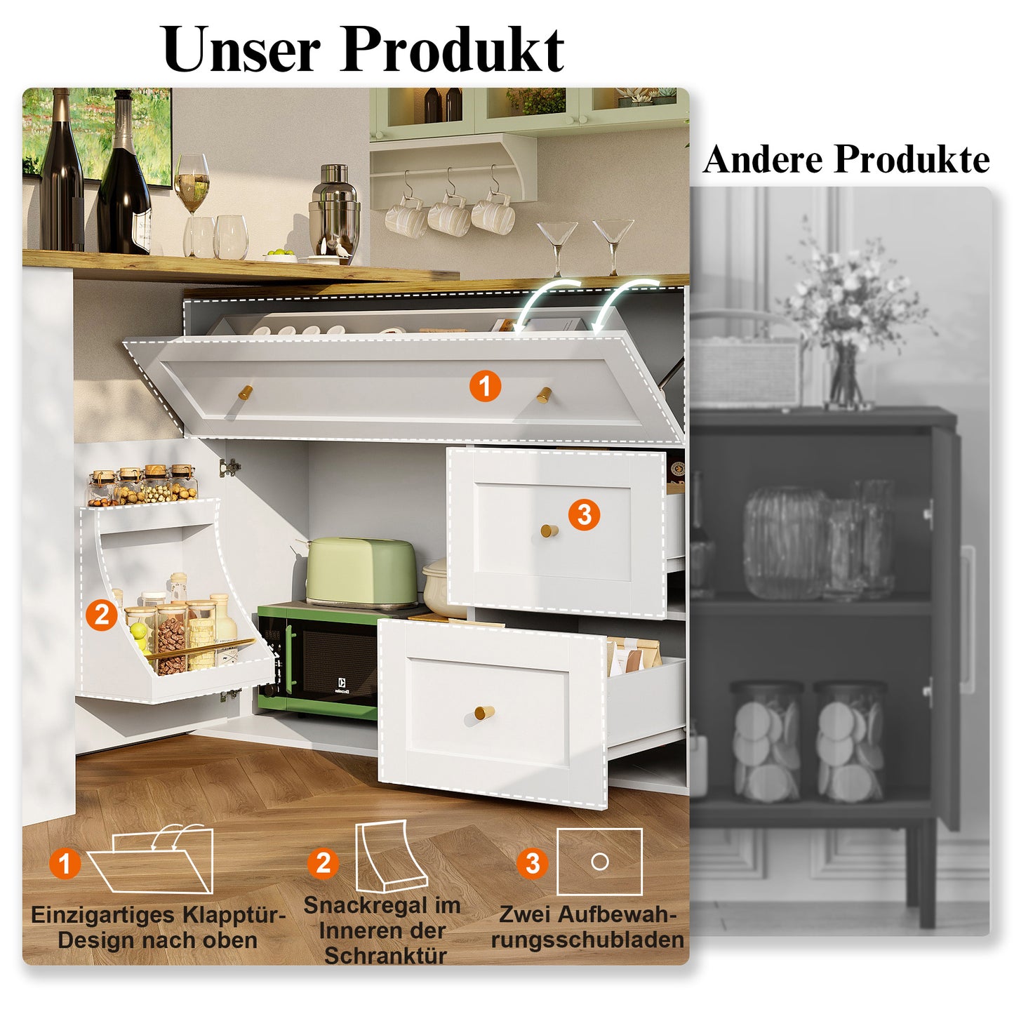 Bartafel – Bistrotafel – Statafel – Keukentafel – Barmeubel – Uitschuifbaar 138-204 cm – 360° Draaibaar Tafelblad – Met Opbergruimte