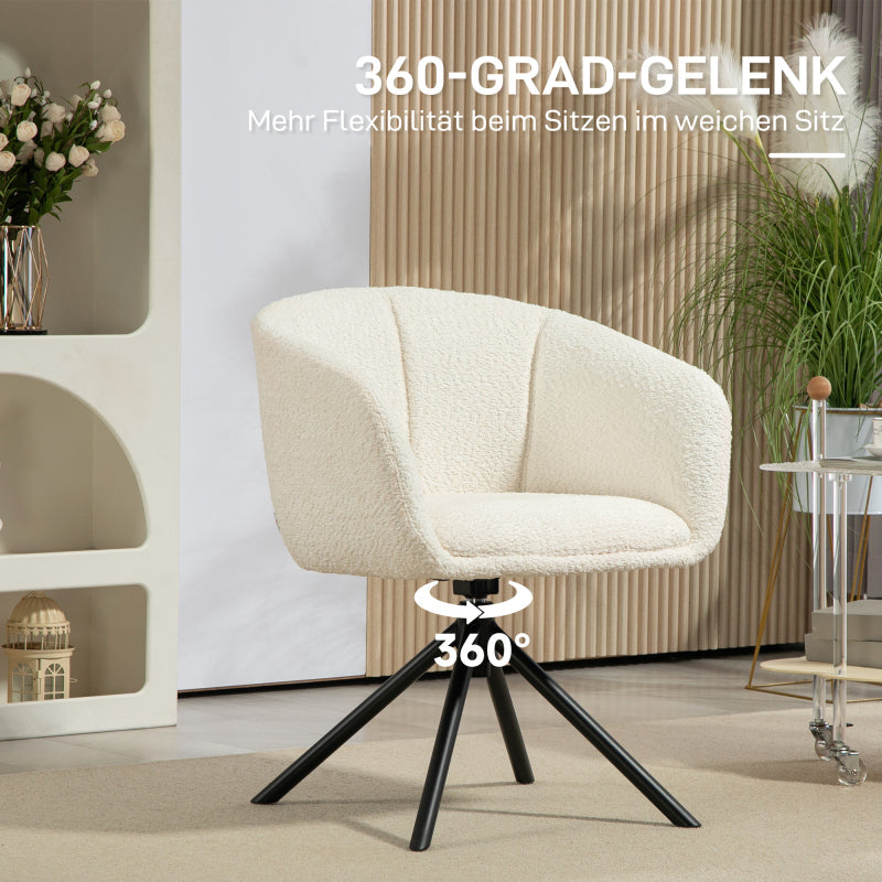 Draaifauteuil – Lounge Fauteuil – Swivel Stoel – Relaxfauteuil – Fauteuil Met Armleuningen – 360° Draaibaar – Linnenlook Stof – Metalen Poten