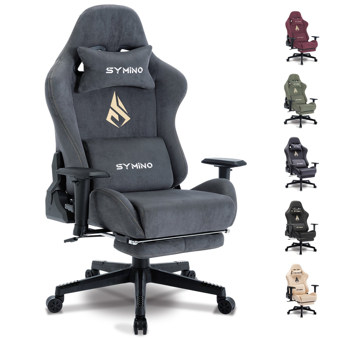 Ergonomische Gamingstoel – Bureaustoel – Gamestoel – Werkstoel – Bureaufauteuil – Memory Foam Zitting – Verstelbare Hoogte & Rugleuning – 360° Draaibaar – Uitschuifbare Voetensteun – Grijs