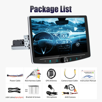 Autoradio – Auto Radio – Car Stereo – Multimedia Speler – 1 DIN Autoradio – 10,1 Inch Draaibaar HD IPS Touchscreen – Android 14 Systeem met 4GB RAM & 64GB Opslag